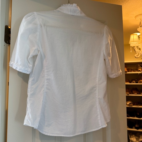 White Ruffled Button-Front Blouse - Picture 4 of 4